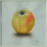 Äpfel, Apfel, Apfelstudie, Apfelstiel, Acryl, Acrylgemäde, Papier