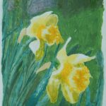 Frühlingsblumen, Osterglocken, Osterglocke, Acryl, Acrylgemälde, Gemälde, Papier