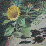 Sonnenblume, Sonnenblumen, Sommer, Tempera, Leinwand