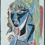 Sylvette, Pablo Picasso, 1954, Portrait, Portraits, Linoldruck, Linolschnitt, schwarzes Papier, weißes Papier