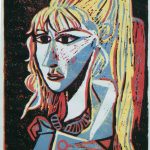 Sylvette, Pablo Picasso, 1954, Portrait, Portraits, Linoldruck, Linolschnitt, schwarzes Papier, weißes Papier